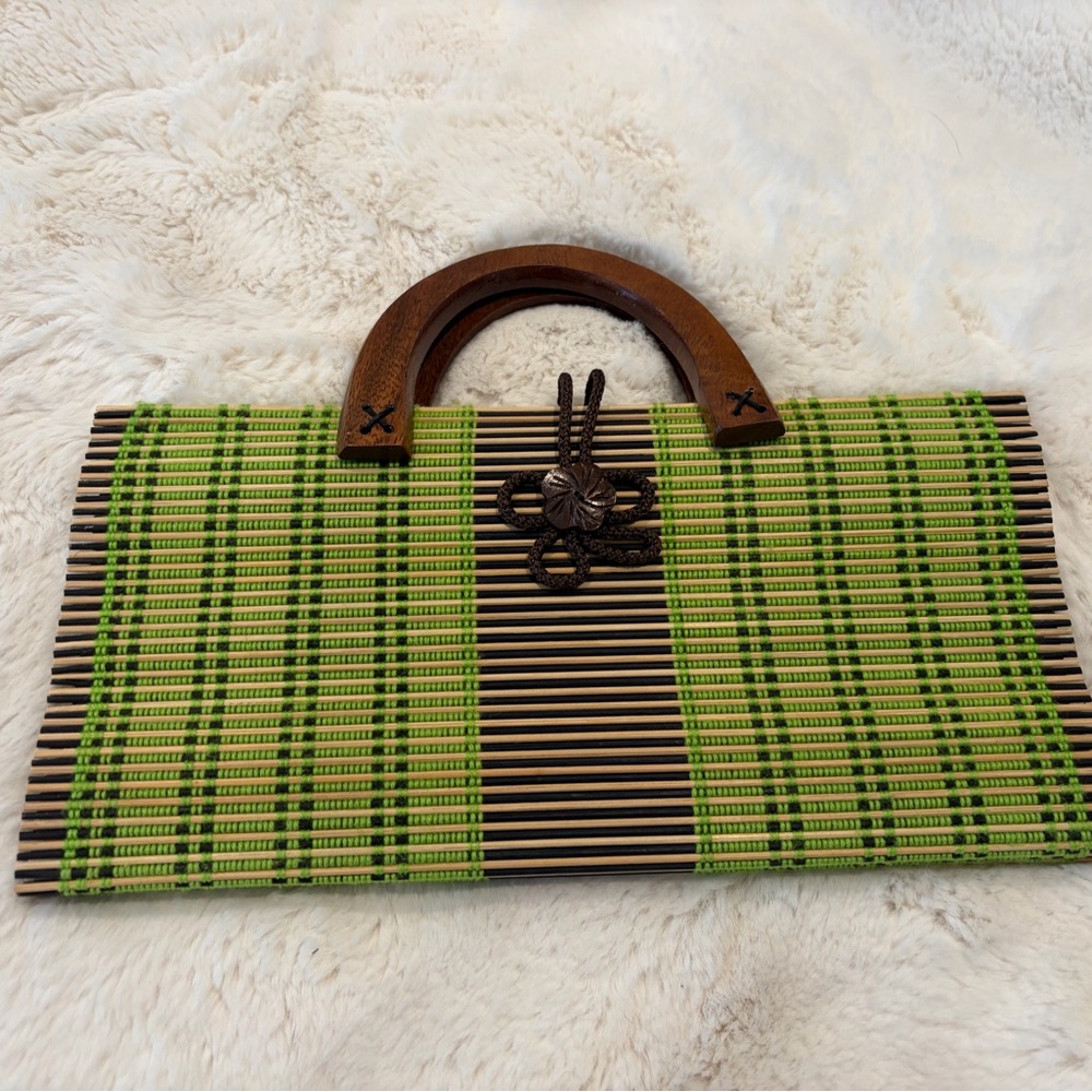 Green and Brown Bamboo BoHo Handbag